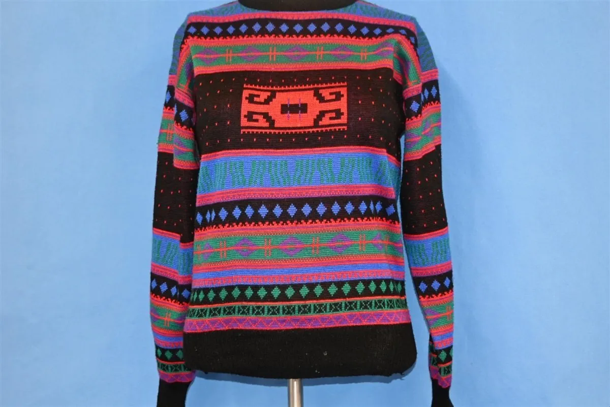 80s Meister Geometric Multicolor Ski Sweater Women's Medium