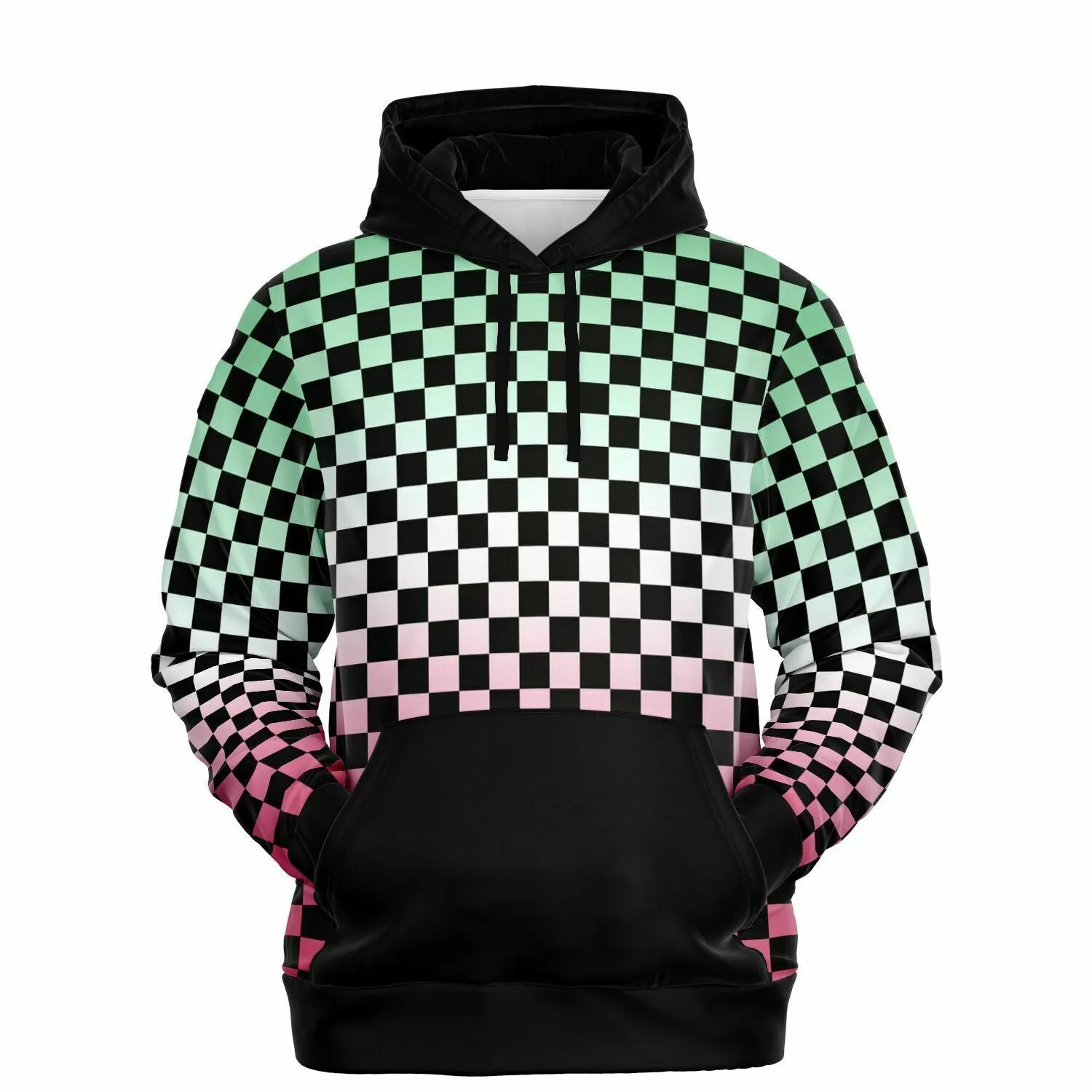 Abrosexual Pride Black Contrast Checkered Pullover Hoodie