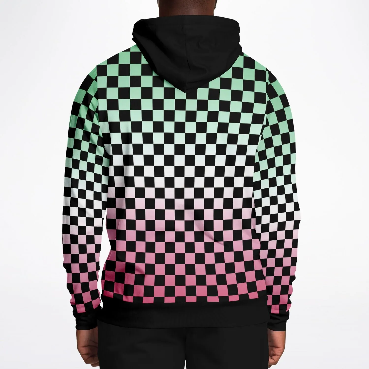 Abrosexual Pride Black Contrast Checkered Pullover Hoodie