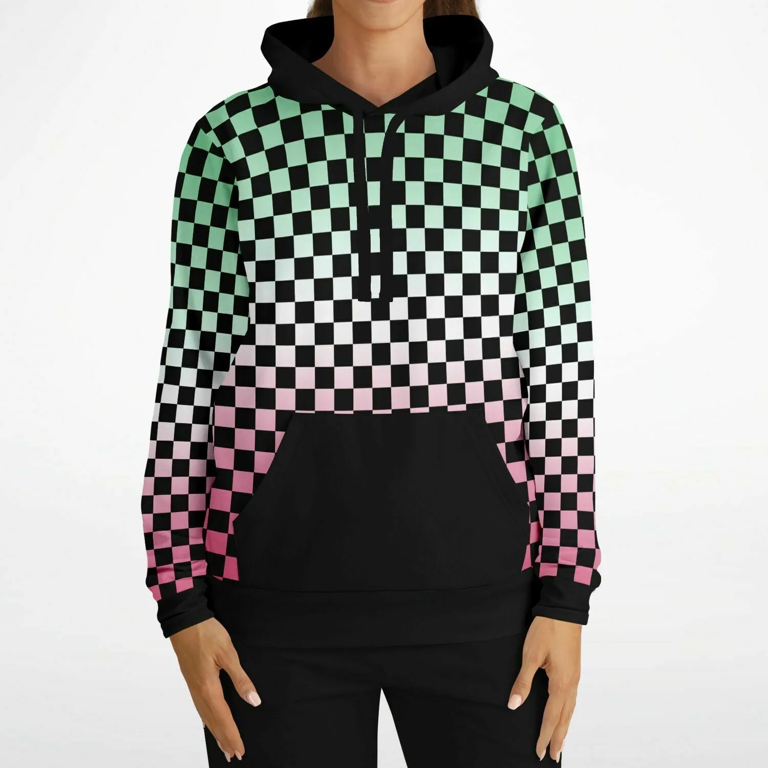 Abrosexual Pride Black Contrast Checkered Pullover Hoodie