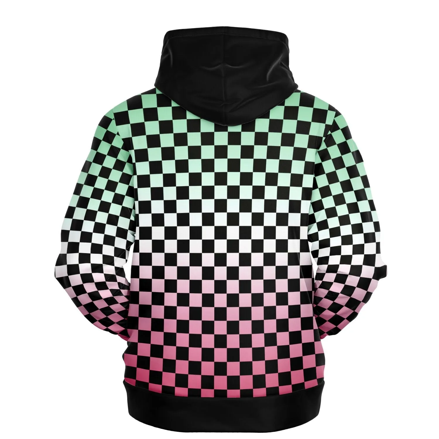 Abrosexual Pride Black Contrast Checkered Pullover Hoodie