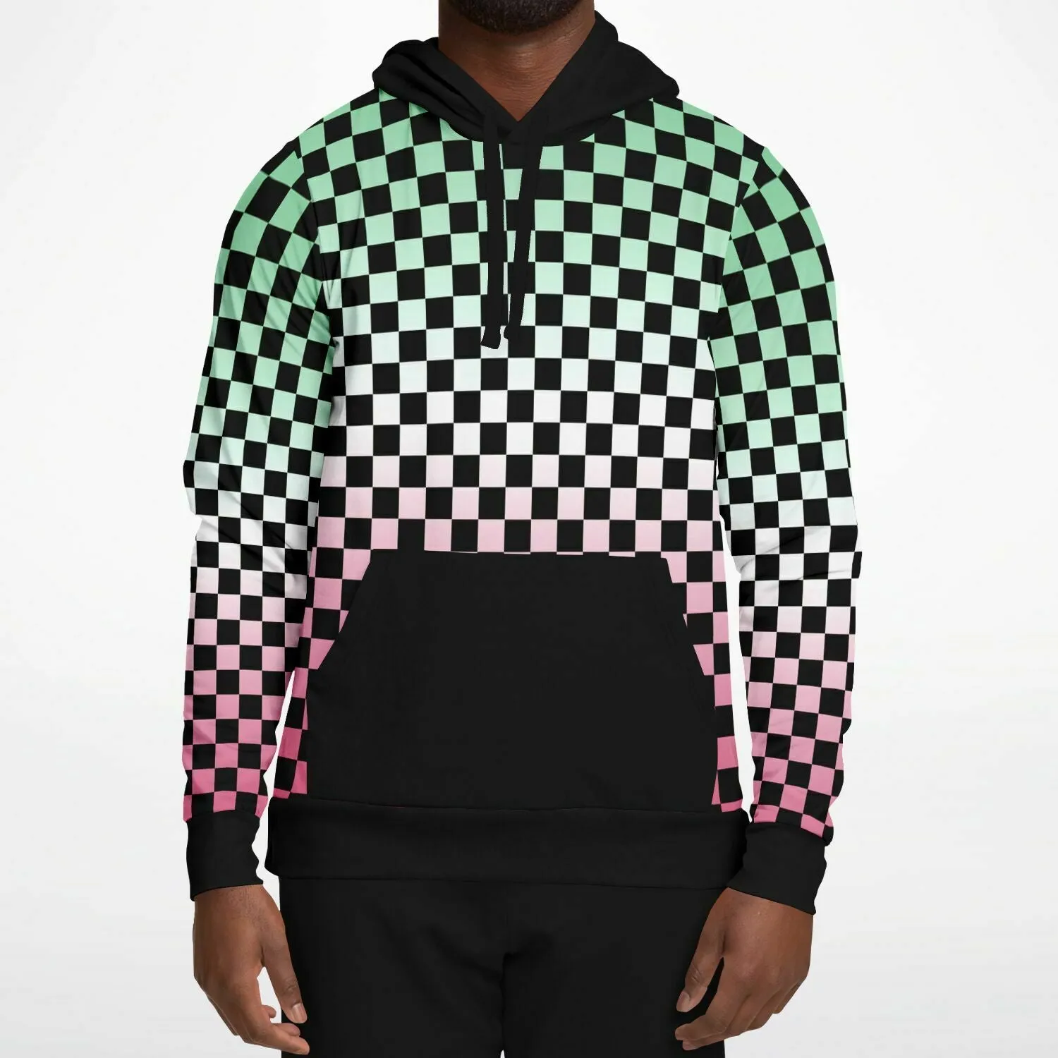 Abrosexual Pride Black Contrast Checkered Pullover Hoodie