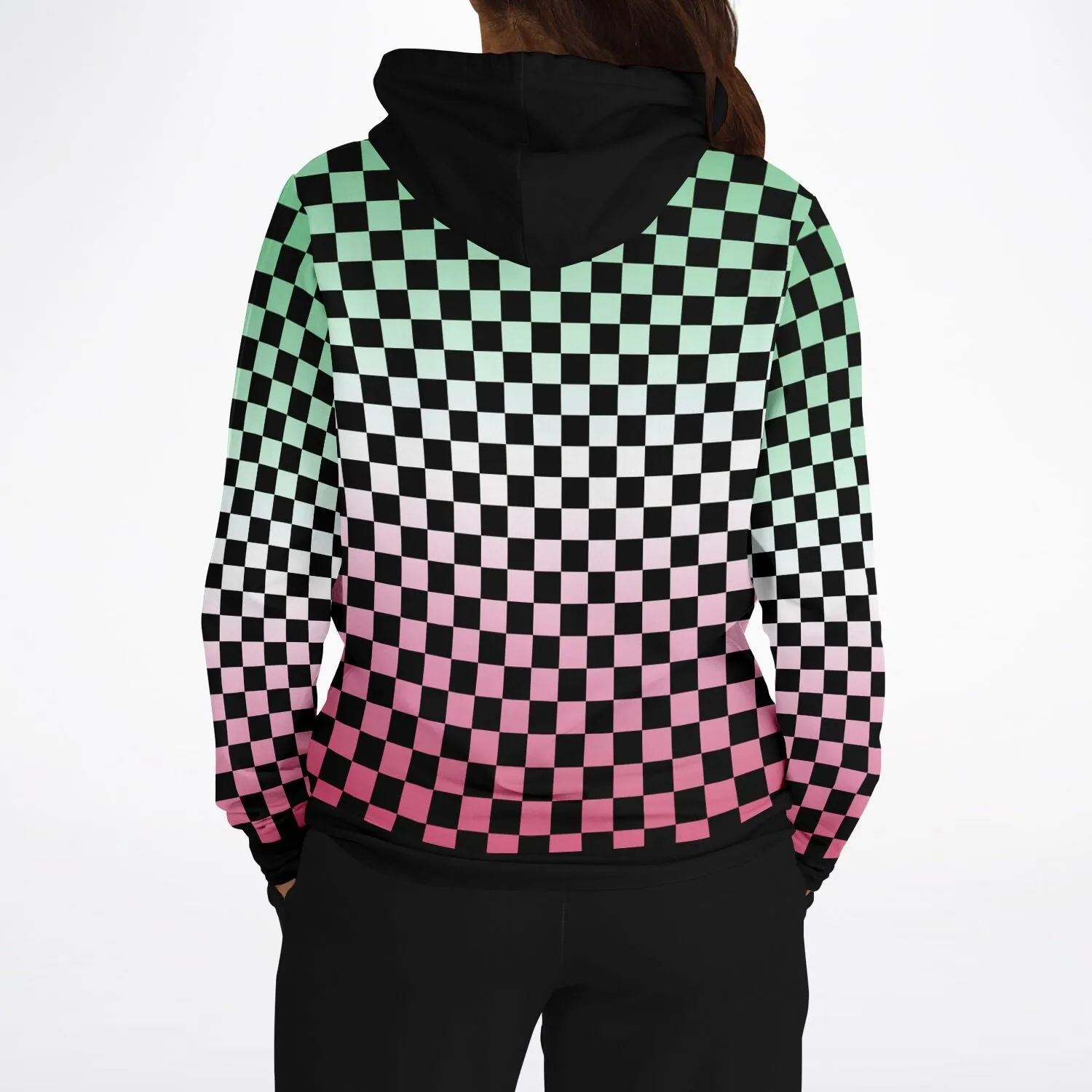 Abrosexual Pride Black Contrast Checkered Pullover Hoodie