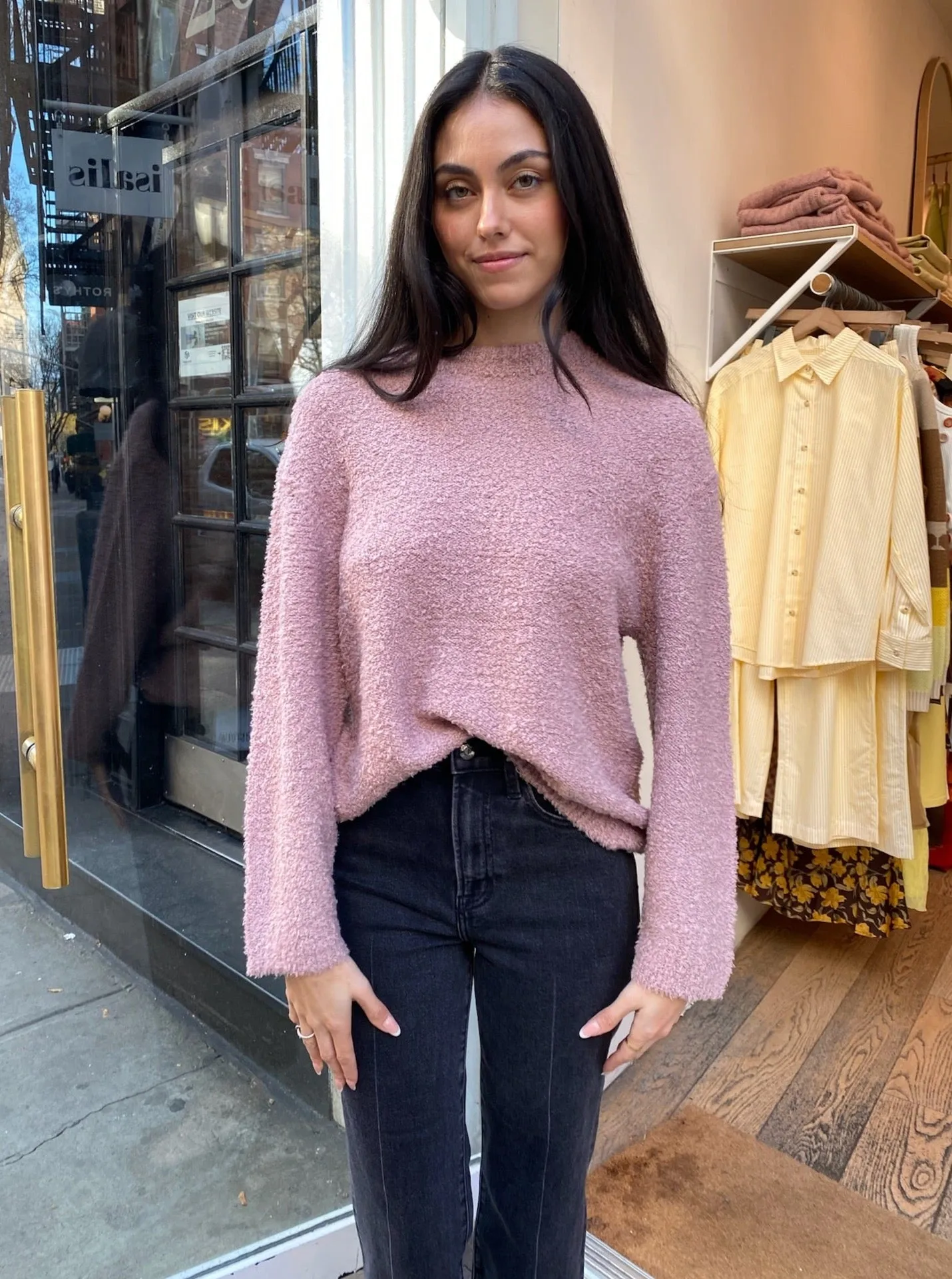 Alpine Cozy Crew Neck Sweater in Rose Wood