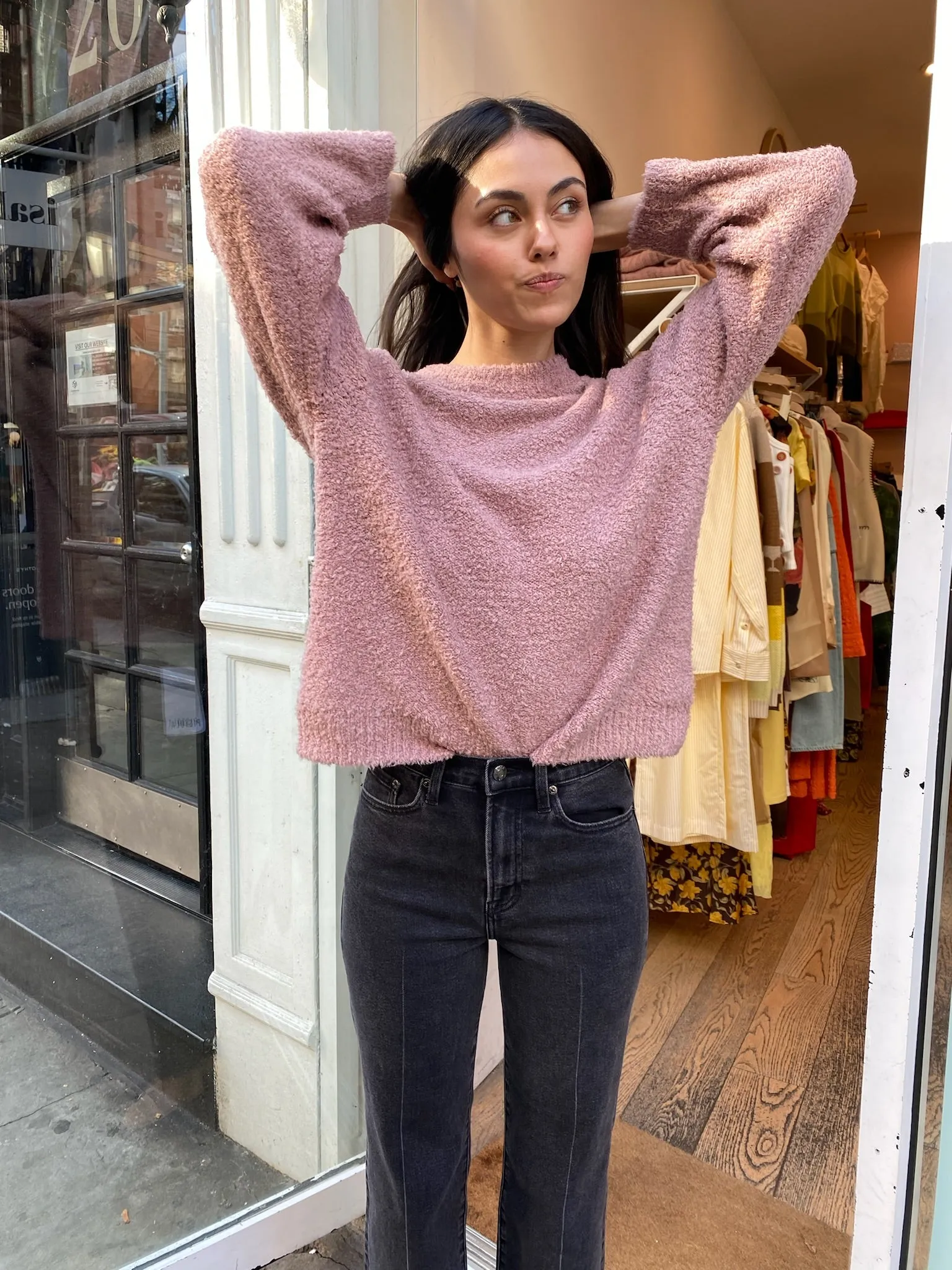 Alpine Cozy Crew Neck Sweater in Rose Wood