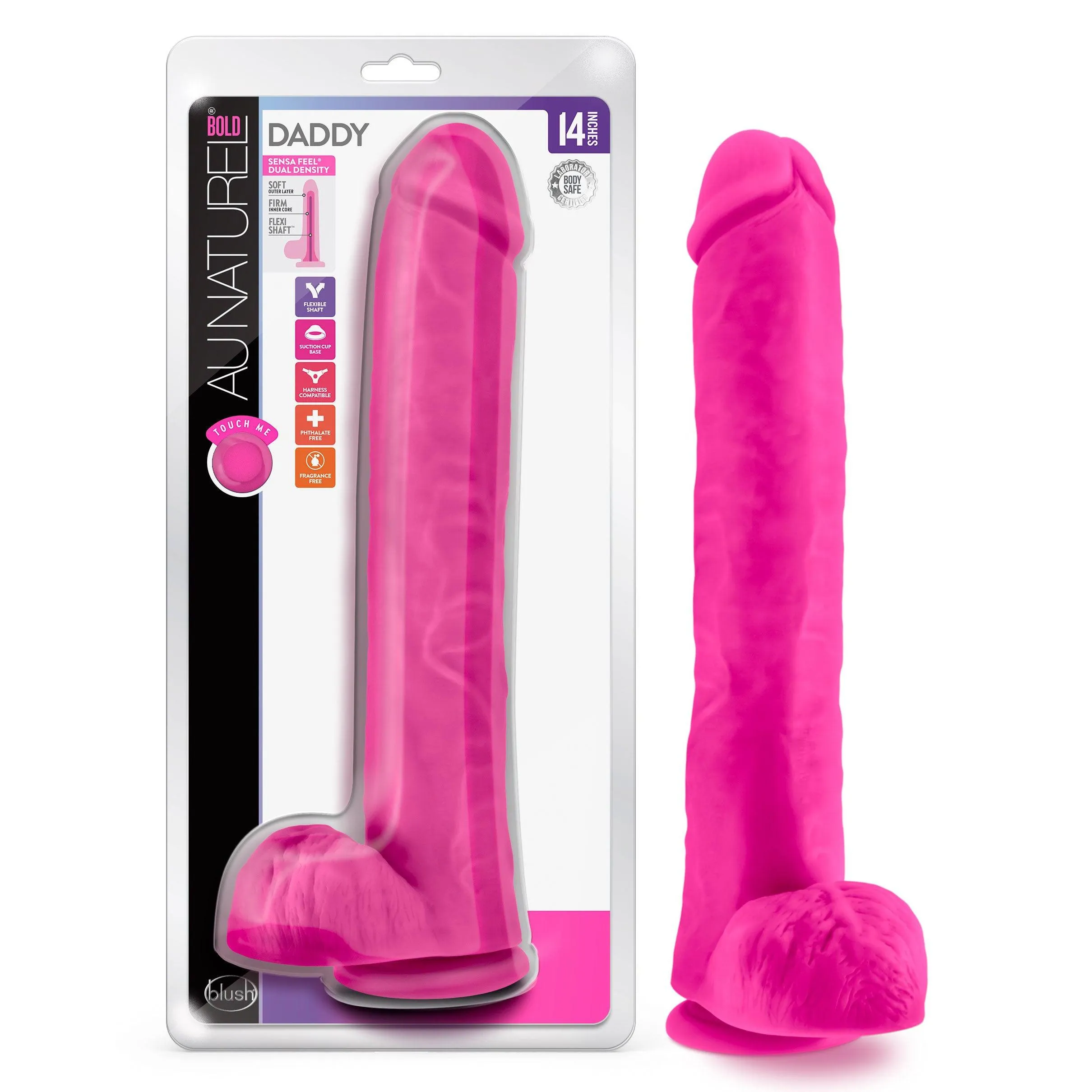 Au Naturel - Bold - Daddy - 14 Inch Dildo - Pink