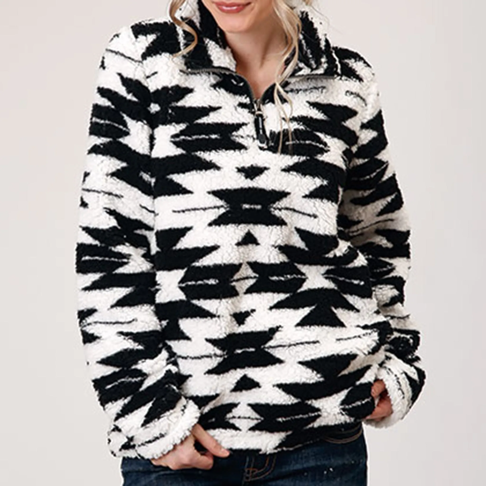 Black and White Aztec Polar Fleece