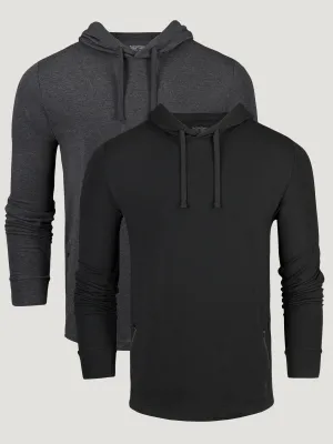 Black   Charcoal Performance Pullover Hoodie 2-Pack