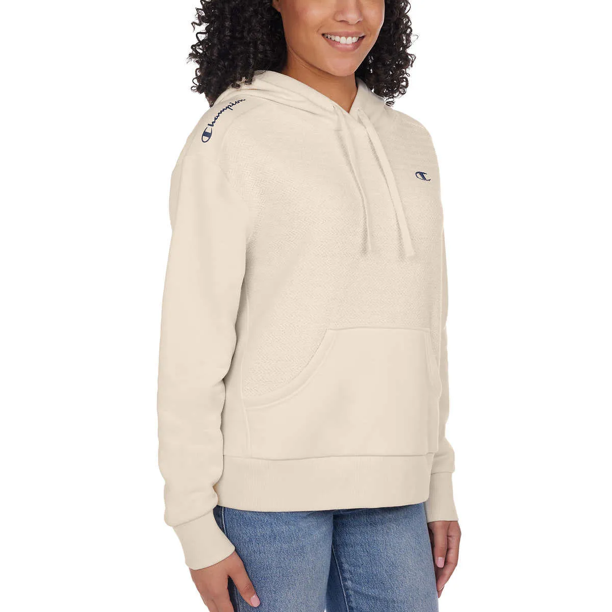 Champion Women's Kangaroo Pocket Herringbone Cotton Blend Hoodie