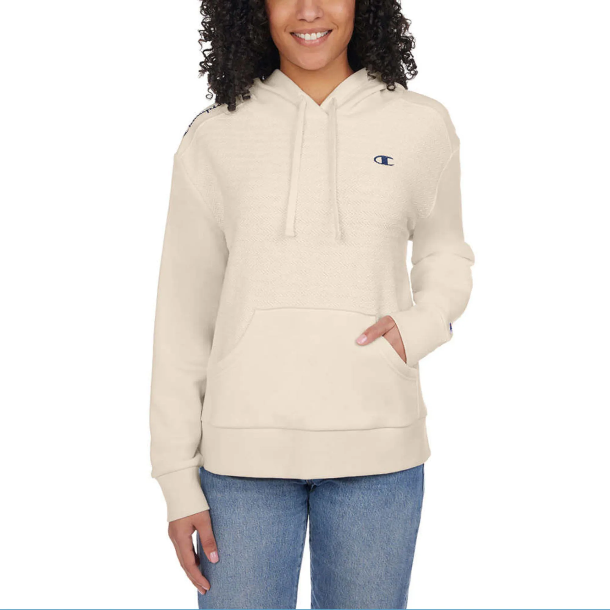 Champion Women's Kangaroo Pocket Herringbone Cotton Blend Hoodie