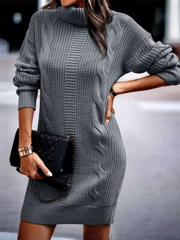 Chic and Cozy Turtleneck Sweater Dress for Women