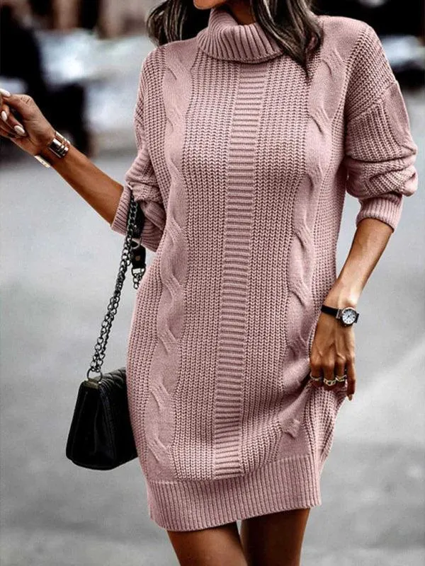 Chic and Cozy Turtleneck Sweater Dress for Women