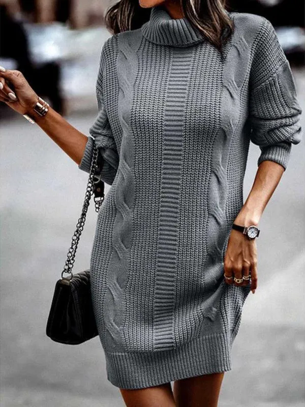 Chic and Cozy Turtleneck Sweater Dress for Women