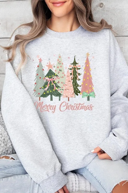 Coquette Christmas Trees Fleece Sweatshirts