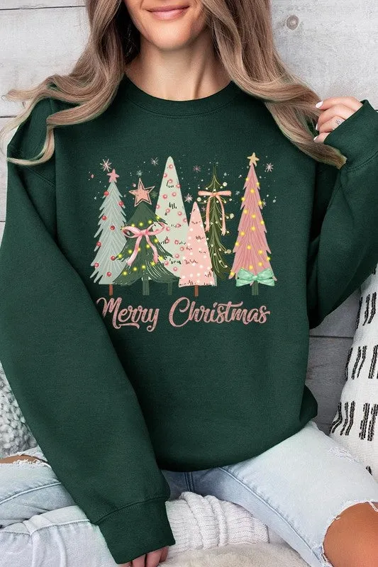 Coquette Christmas Trees Fleece Sweatshirts