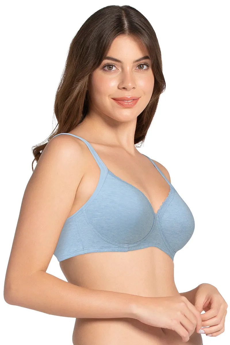 Cotton Casual Padded Non-wired T-shirt Bra - Soft Chambray Marl