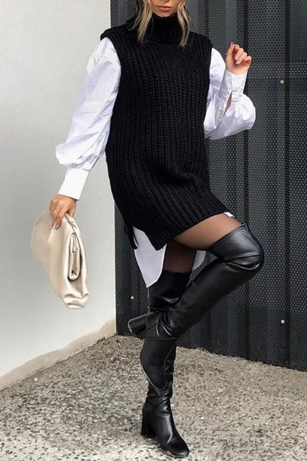 Cozy Sleeveless Turtleneck Sweater