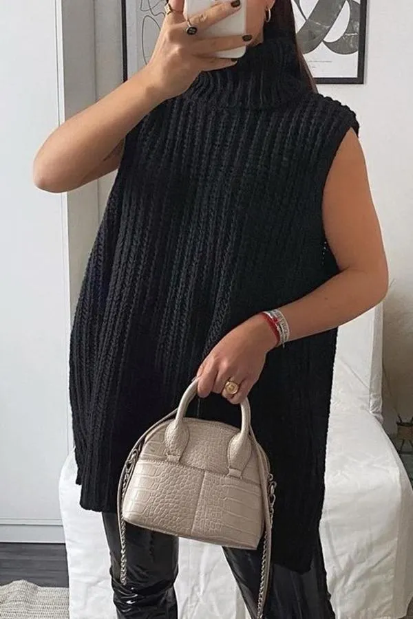 Cozy Sleeveless Turtleneck Sweater