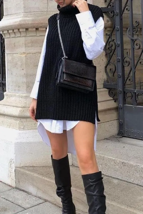 Cozy Sleeveless Turtleneck Sweater