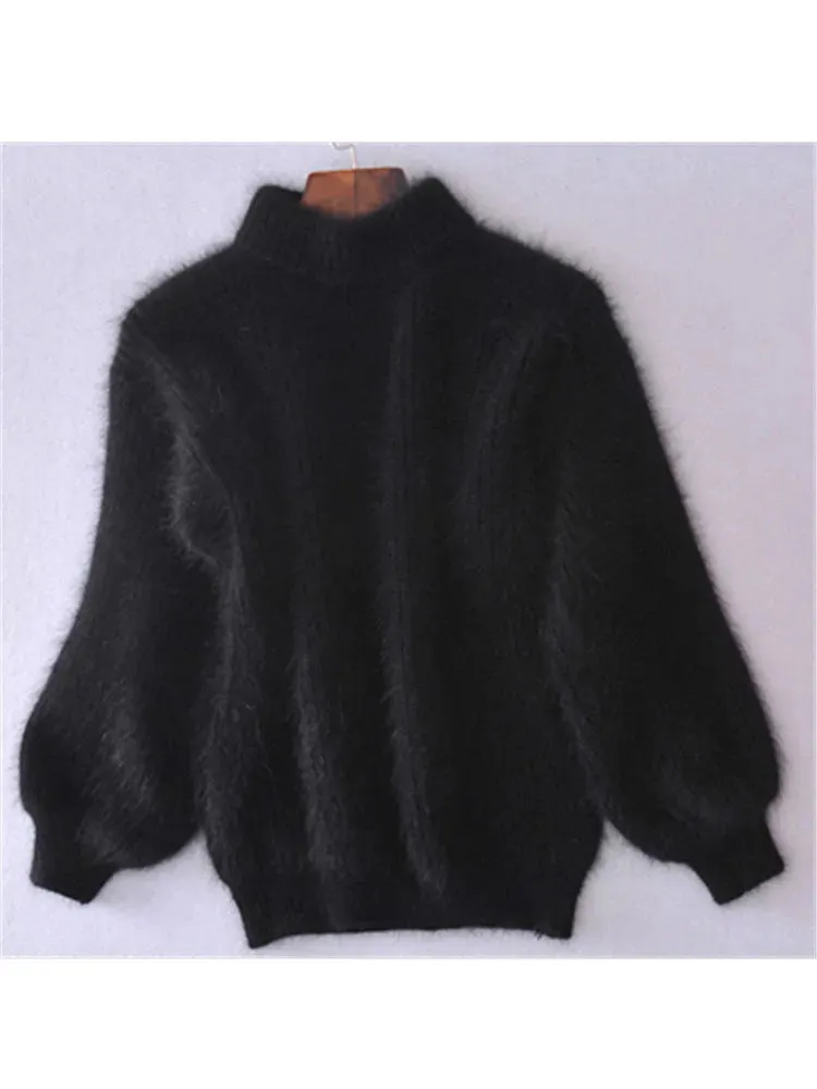 Cozy Winter Turtleneck Sweater with Lantern Sleeves