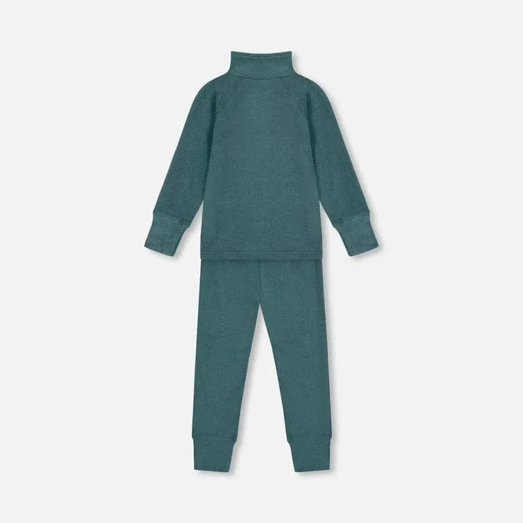 Deux Par Deux Two-Piece Thermal Underwear Set - Sea Pine