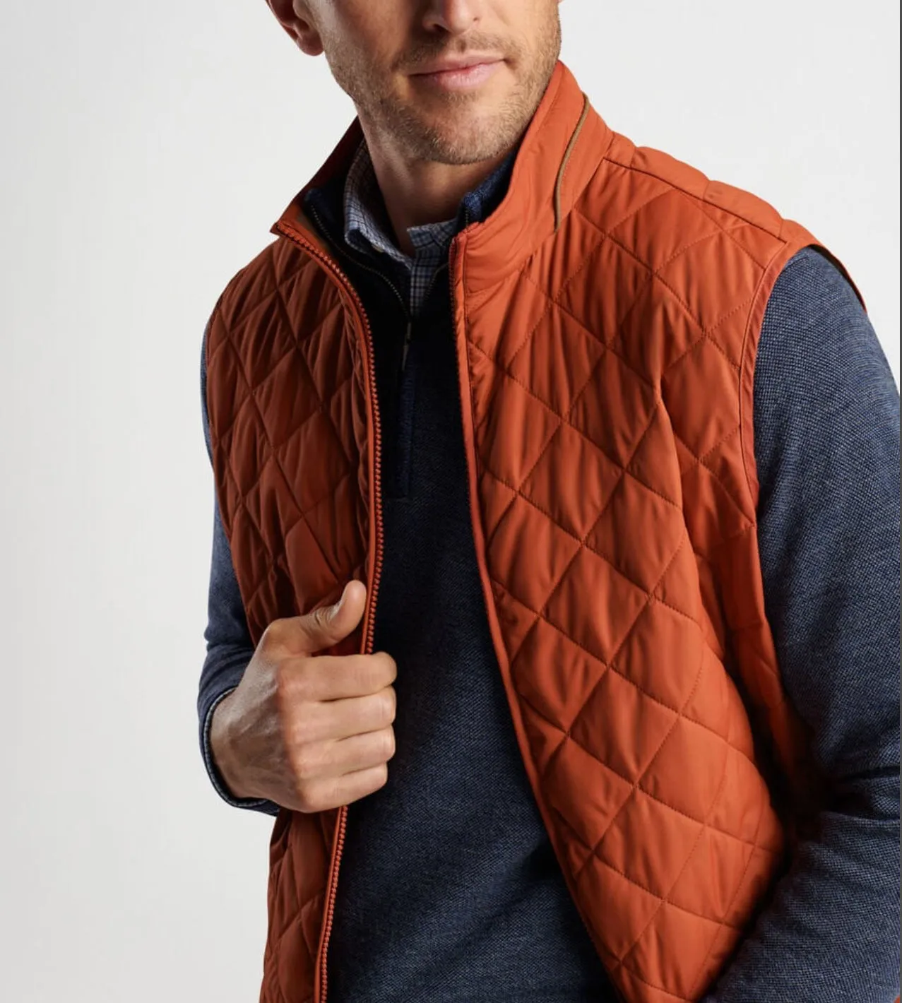 Essex Quilted Travel Vest in Burnt Orange by Peter Millar