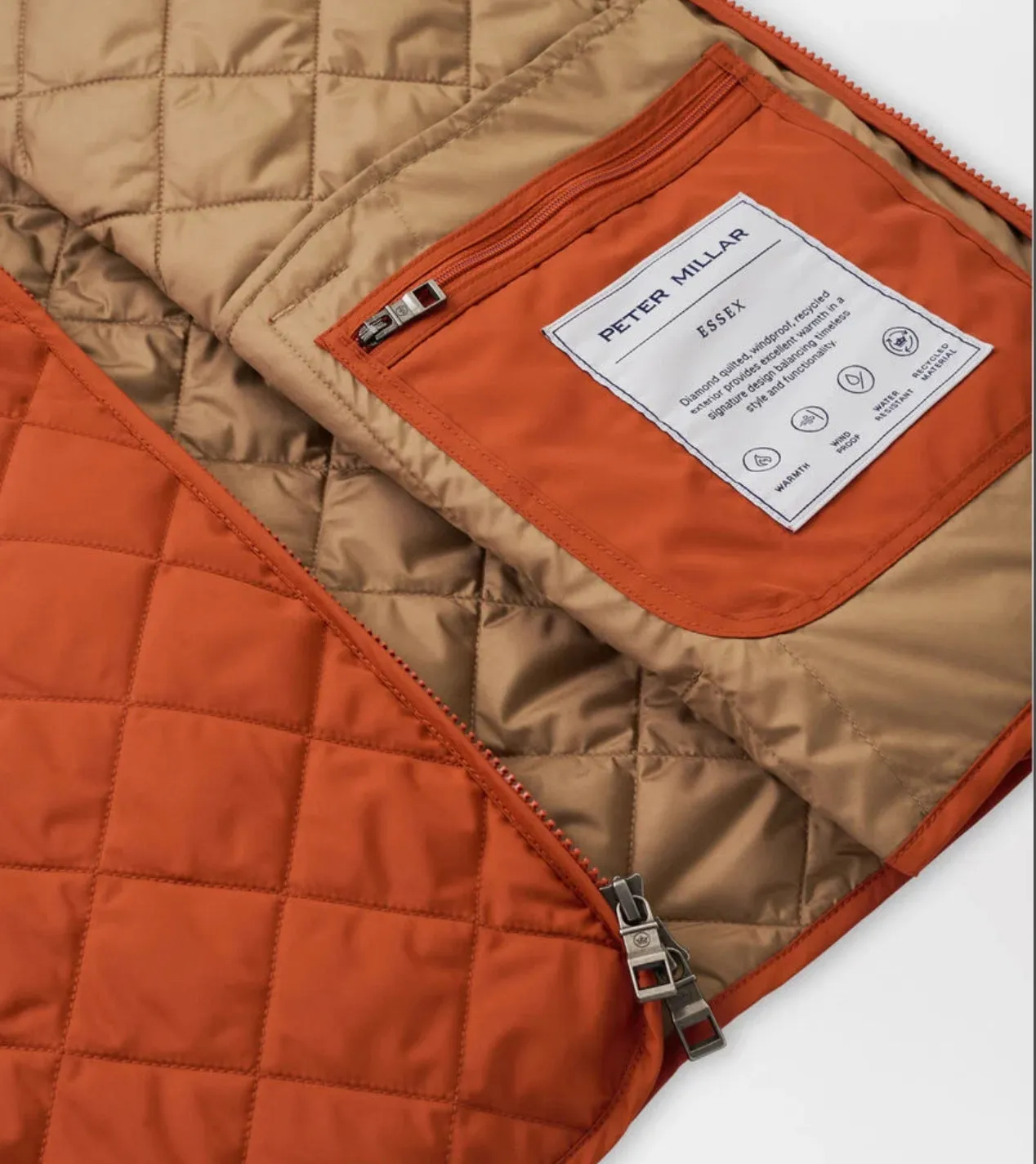 Essex Quilted Travel Vest in Burnt Orange by Peter Millar