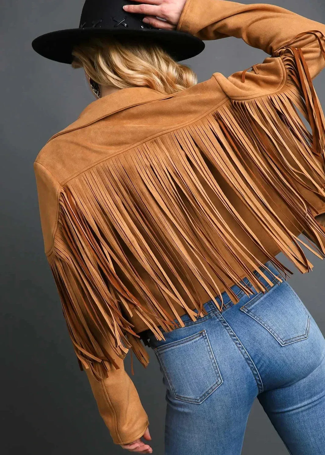 Faux Suede Fringe Jacket