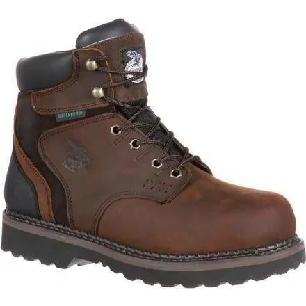 Georgia Men's Brookville 6" Stl Toe WP Work Boot - Brown - G7334