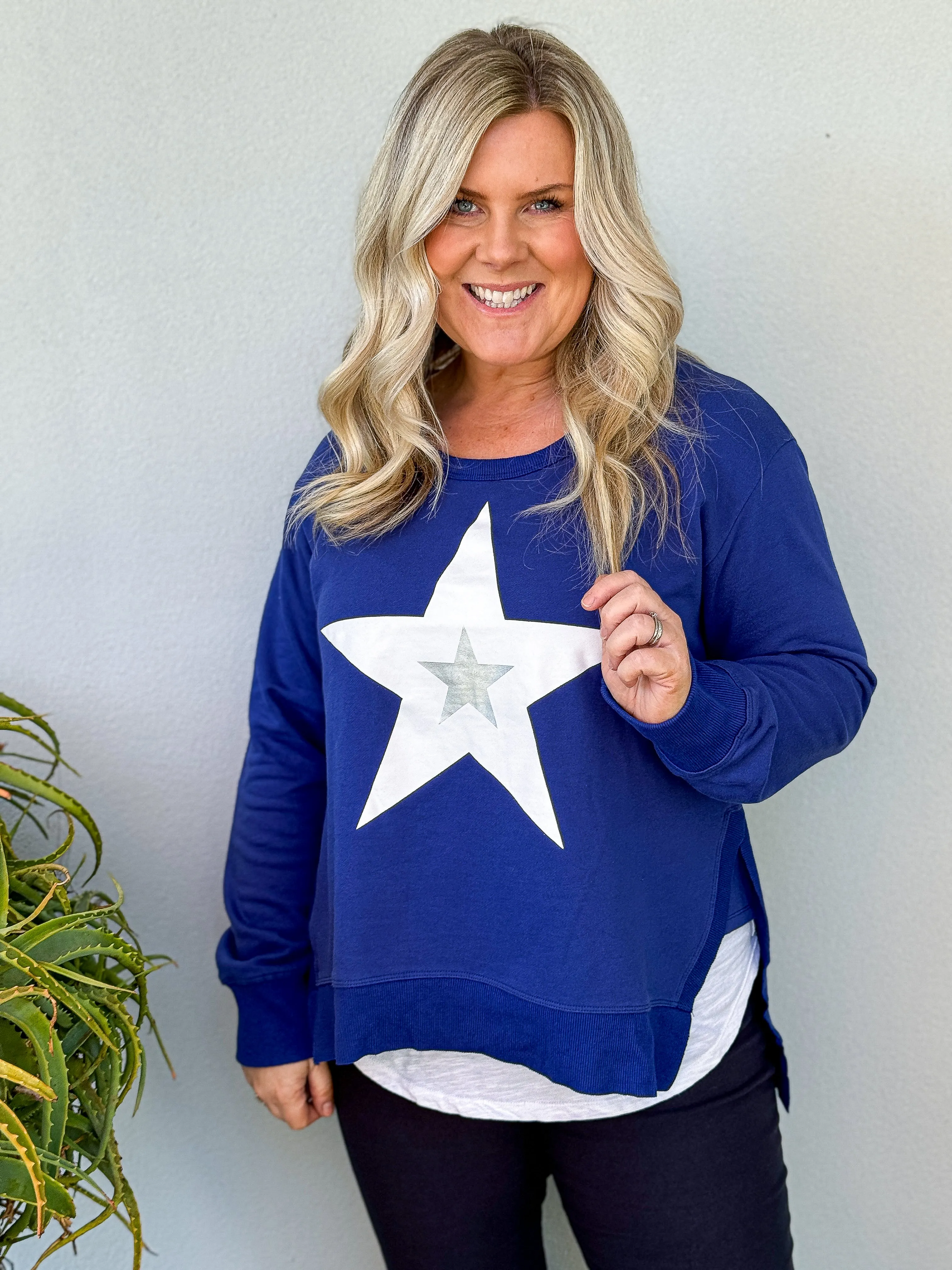 Grace Silver Star Sweatshirt - Dusk Blue