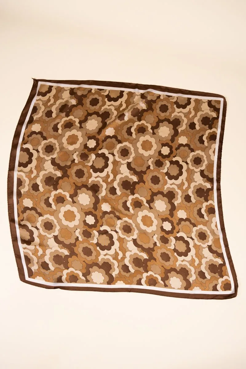 Groovy Boho Floral Brown Polyester Scarf