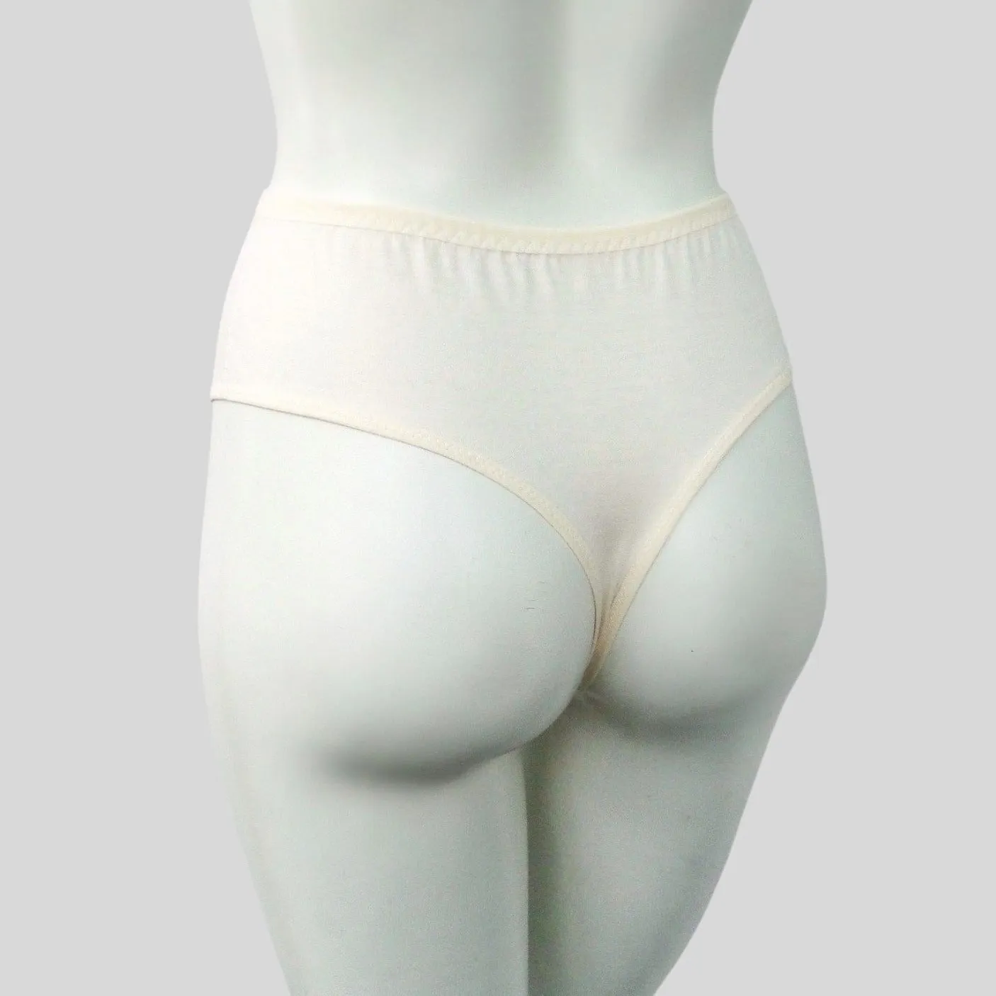 High waist wool or cotton thong brief