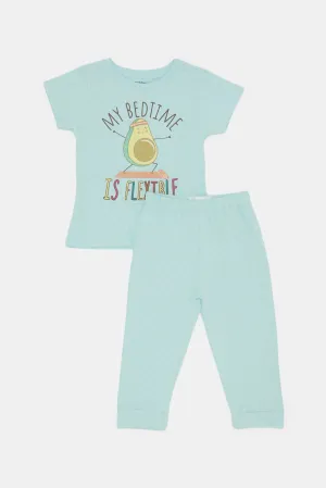 Infant Girls Blue My Bedtime Is Flexible Pyjama Set (2 Piece)