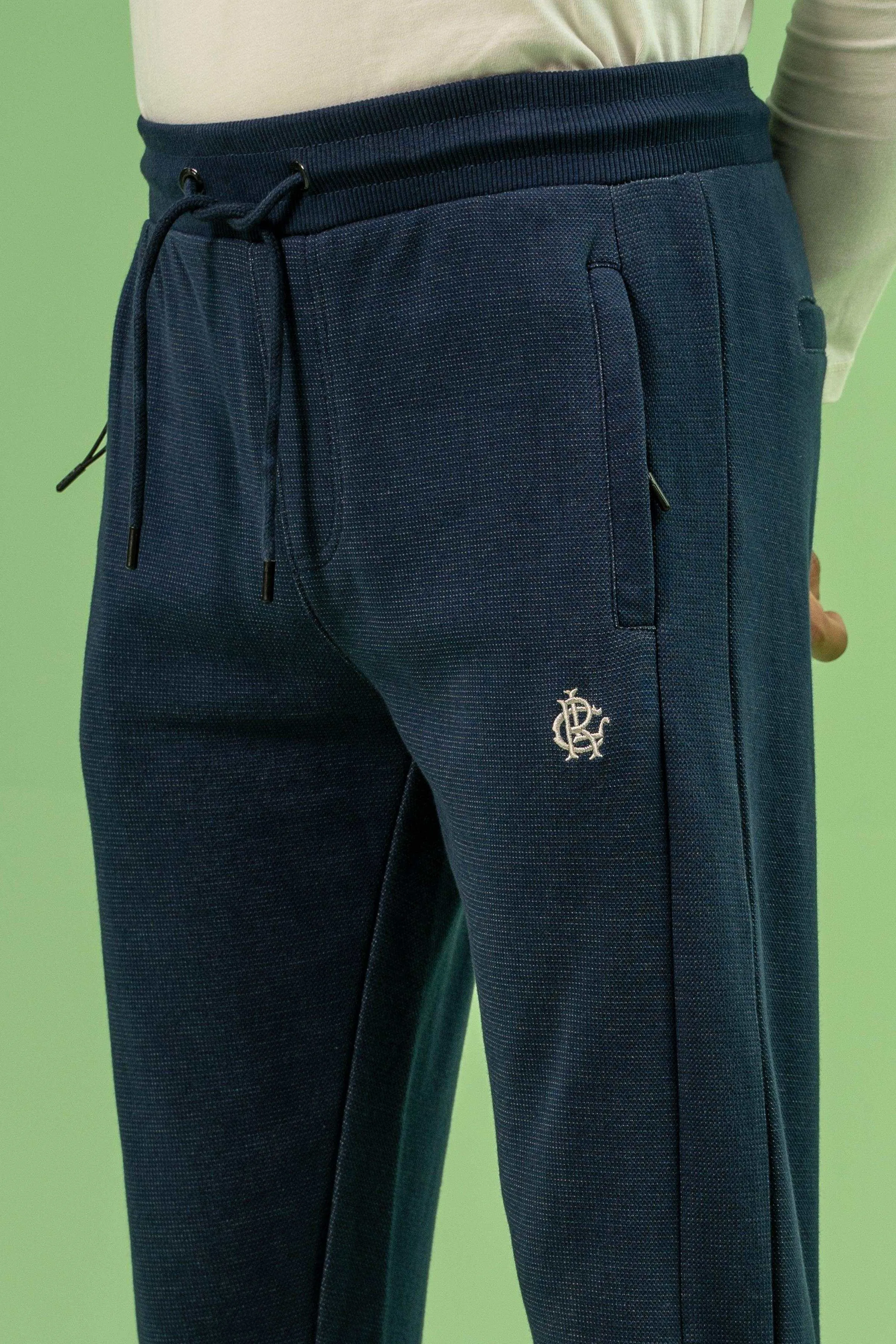 INTERLOCK JOGGER WAIST SLIM TROUSER INDIGO BLUE