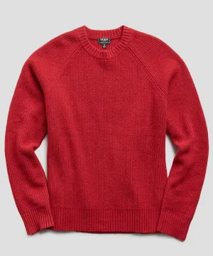 Italian Ribbed Raglan Crew in Red