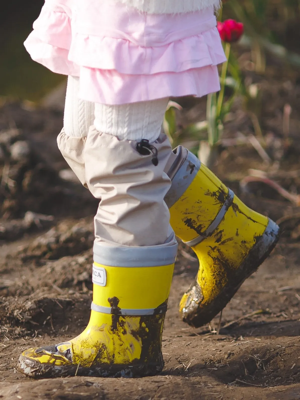 KidORCA Kids Rain Boots with Above Knee Waders _ Yellow