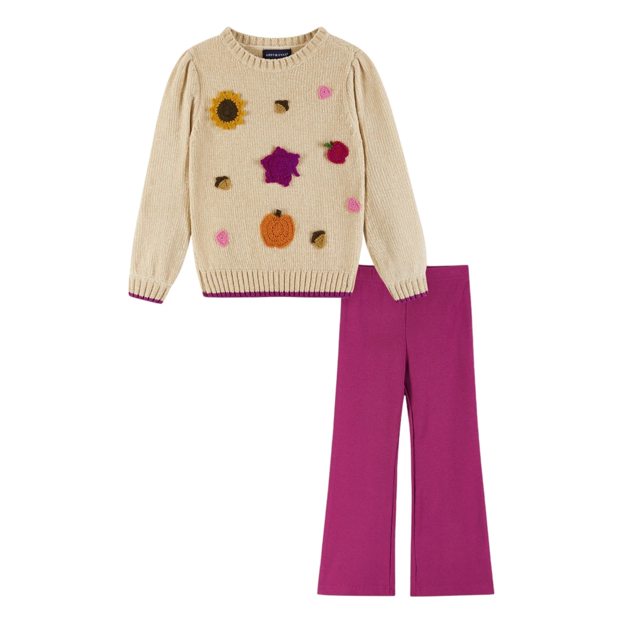 Kids Chenille Sweater & Glitter Legging Set | Fall Themed