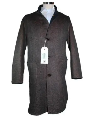 Kired Long Coat Midnight Blue Dark Brown Reversible Overcoat EU 58/ US 46 SALE