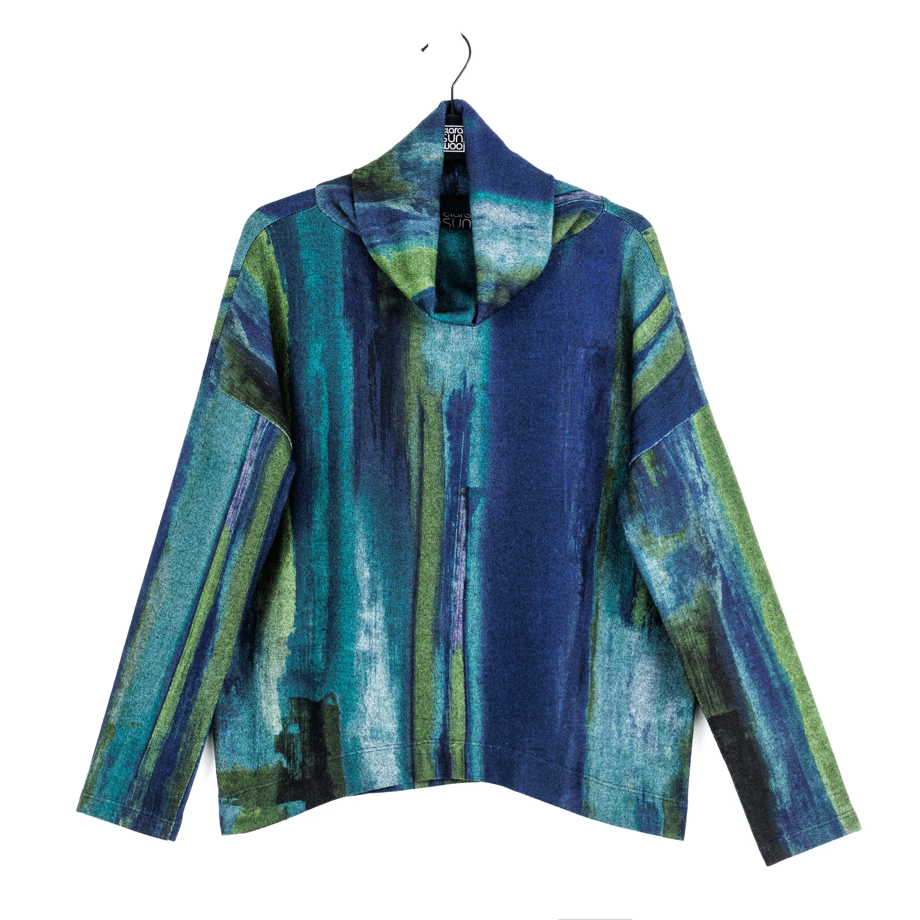 Lightweight Cozy - Tipped Hem Sweater Top - Paint Stroke - Final Sale!