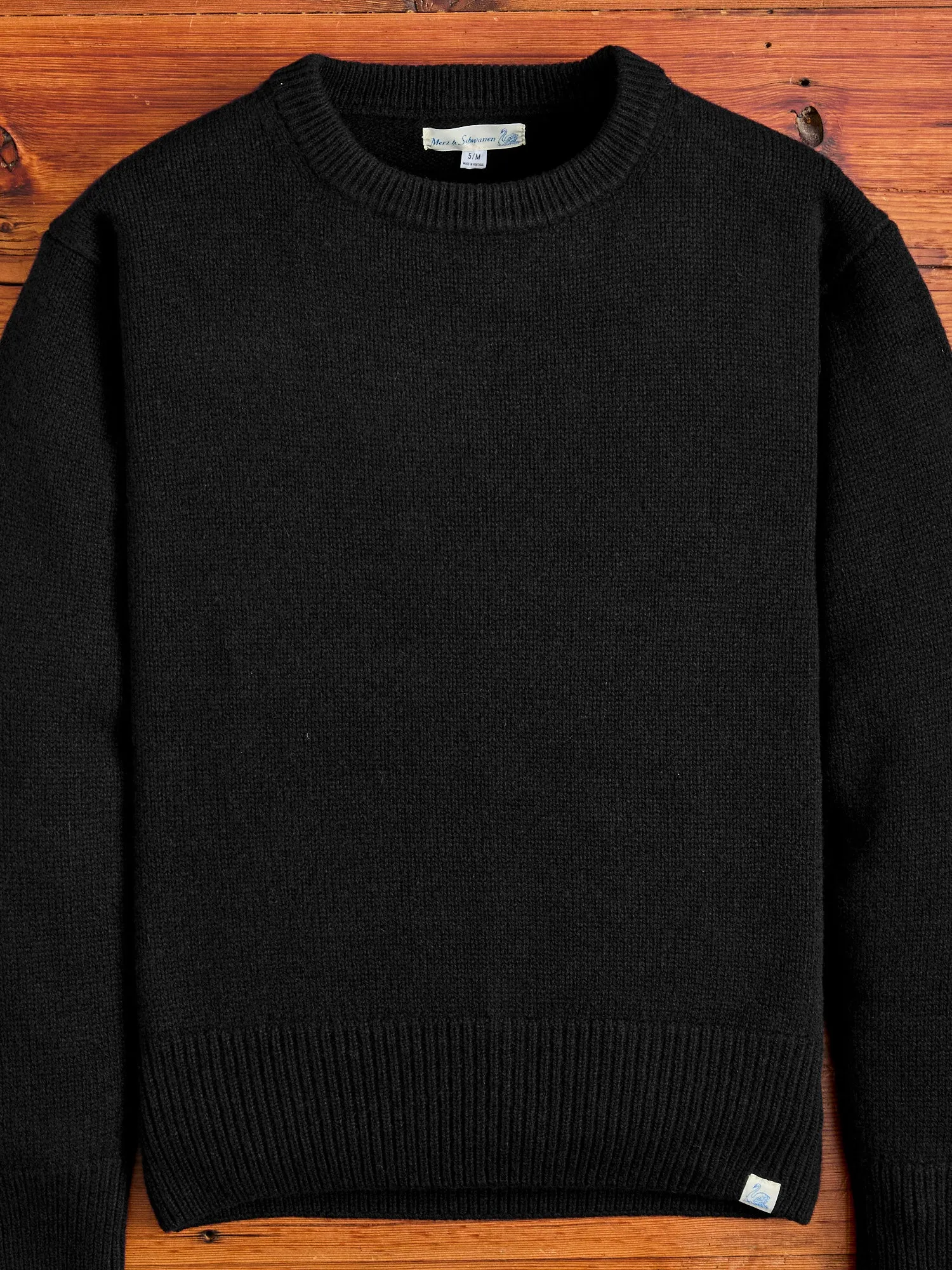 LOCC01 "Good Basics" Relaxed Fit Merino Cashmere Knit Sweater in Deep Black