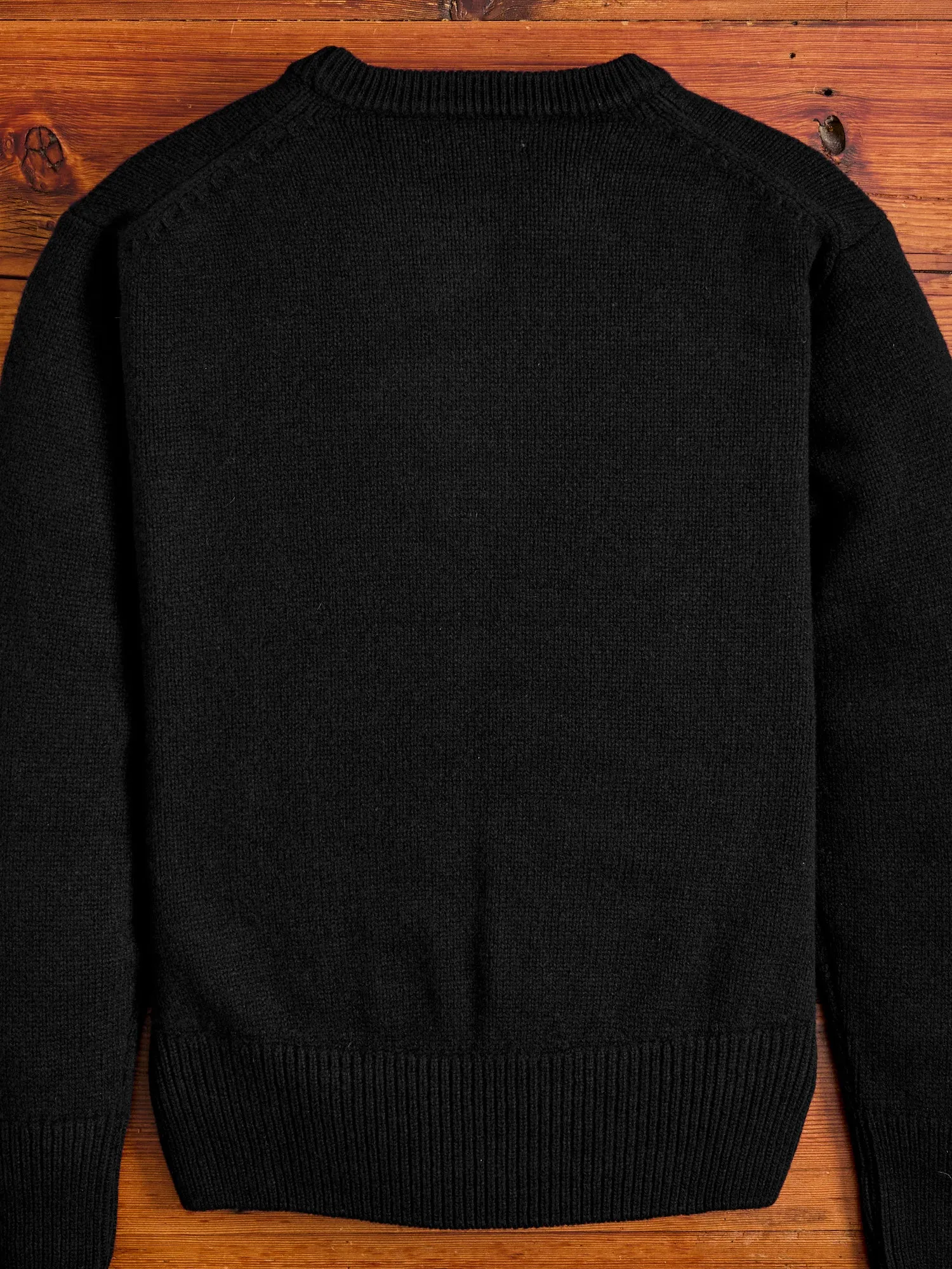 LOCC01 "Good Basics" Relaxed Fit Merino Cashmere Knit Sweater in Deep Black