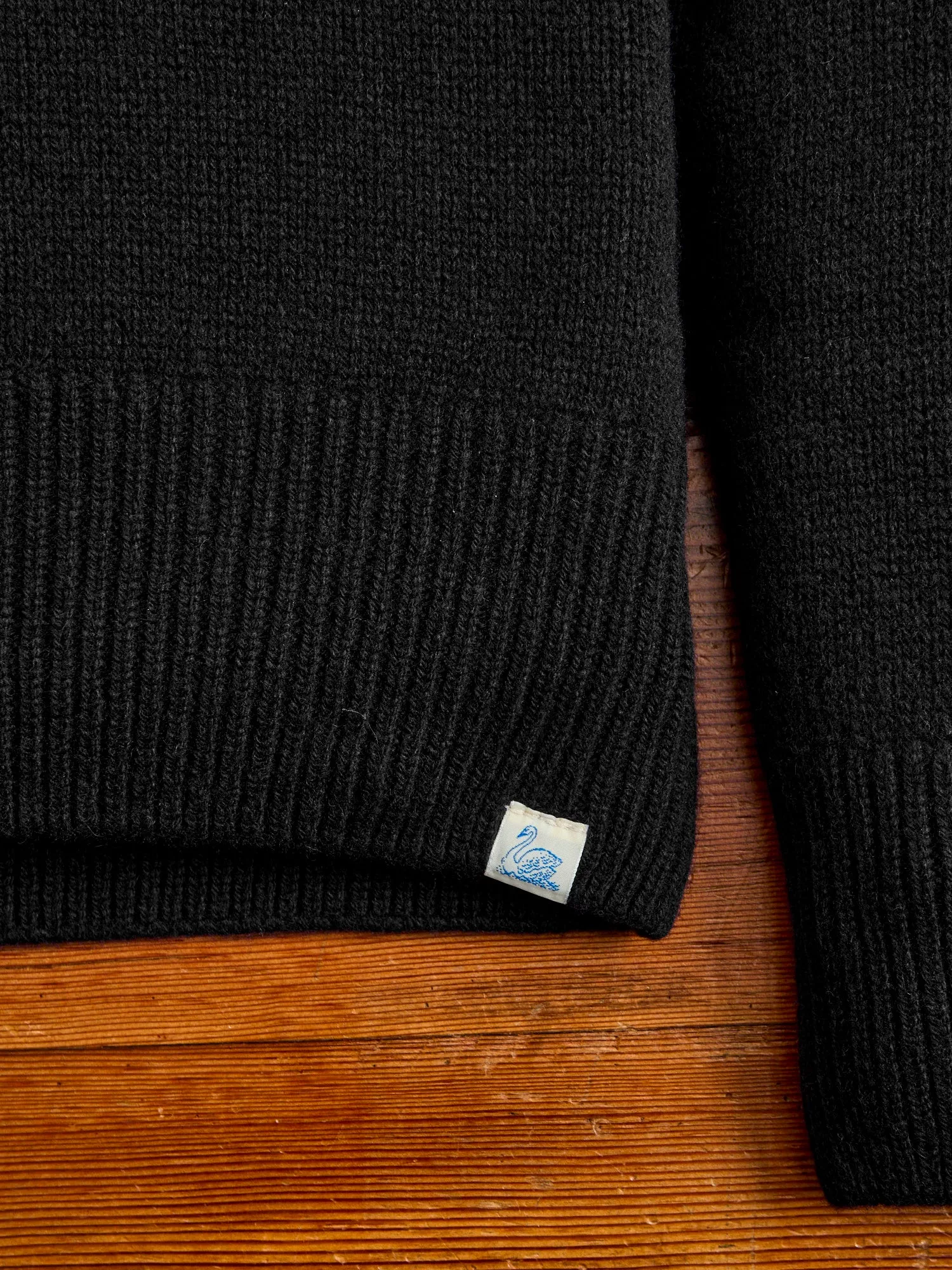 LOCC01 "Good Basics" Relaxed Fit Merino Cashmere Knit Sweater in Deep Black