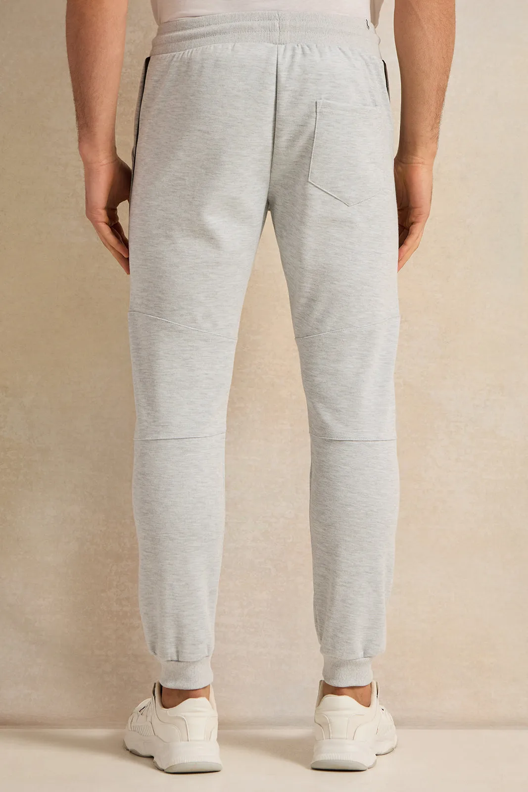 Men Grey Cut And Sew Track Pants