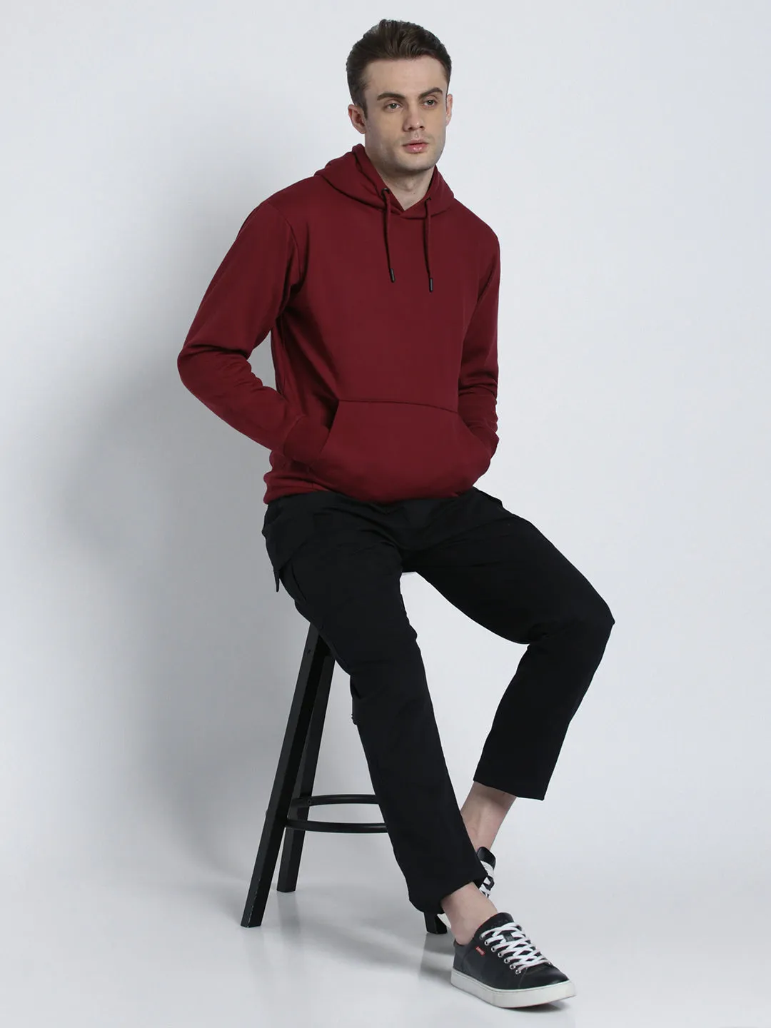 Men's Maroon Hooded Sweatshirt