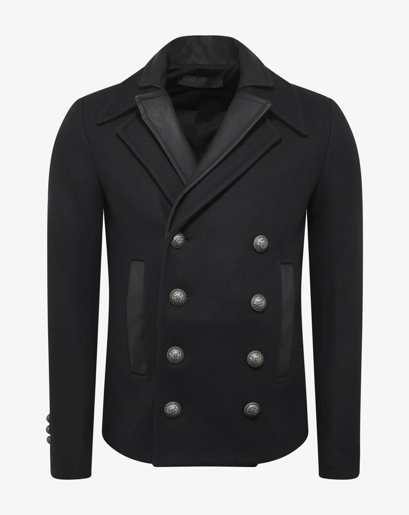 Navy Blue Double Collar Pea Jacket