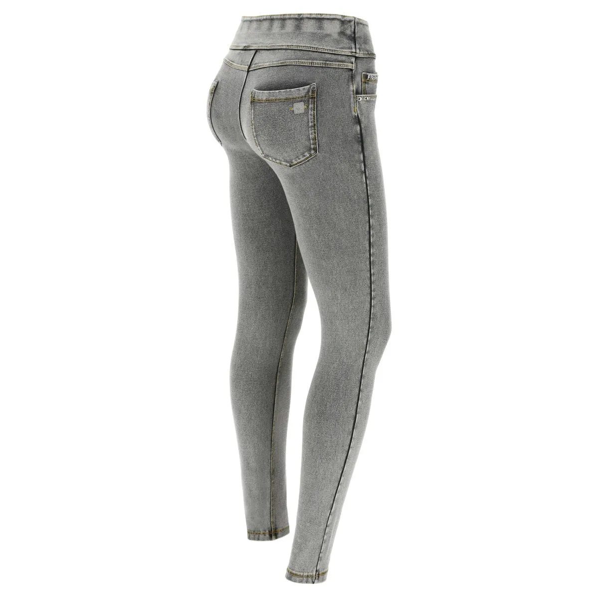 (NOWY1MC003-J3Y) N.O.W.® PANTS DENIM-EFFECT JERSEY LIGHT GREY PANTS WITH A FOLDABLE WAIST