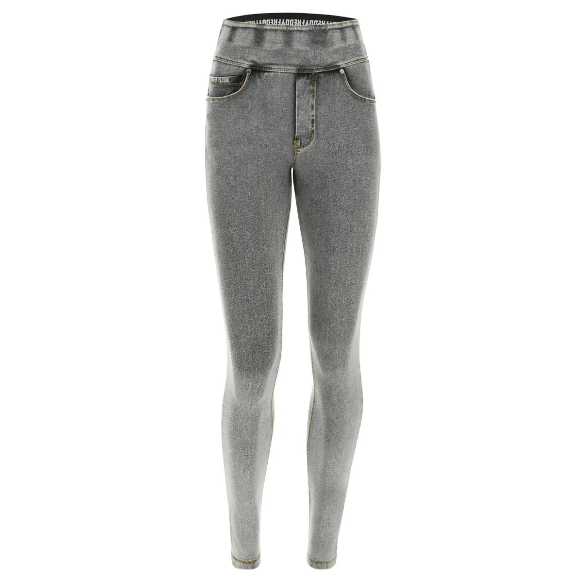 (NOWY1MC003-J3Y) N.O.W.® PANTS DENIM-EFFECT JERSEY LIGHT GREY PANTS WITH A FOLDABLE WAIST