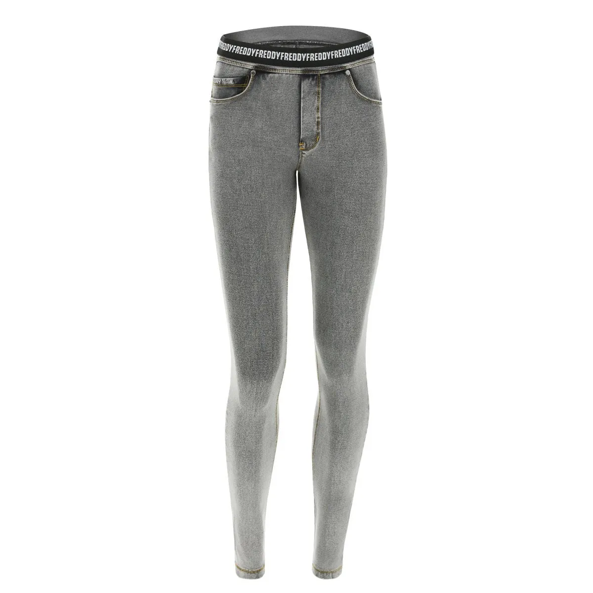 (NOWY1MC003-J3Y) N.O.W.® PANTS DENIM-EFFECT JERSEY LIGHT GREY PANTS WITH A FOLDABLE WAIST