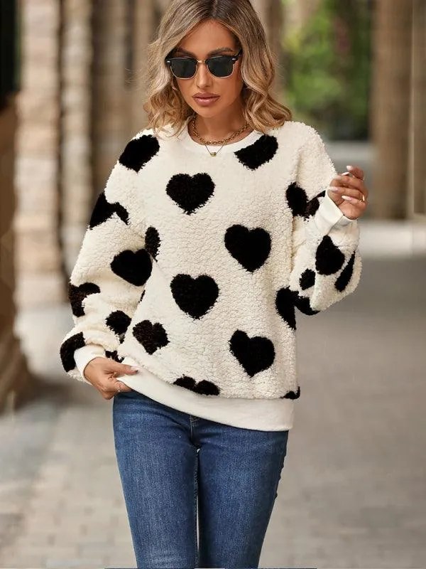 Plush Love Loose Women Sweatshirt