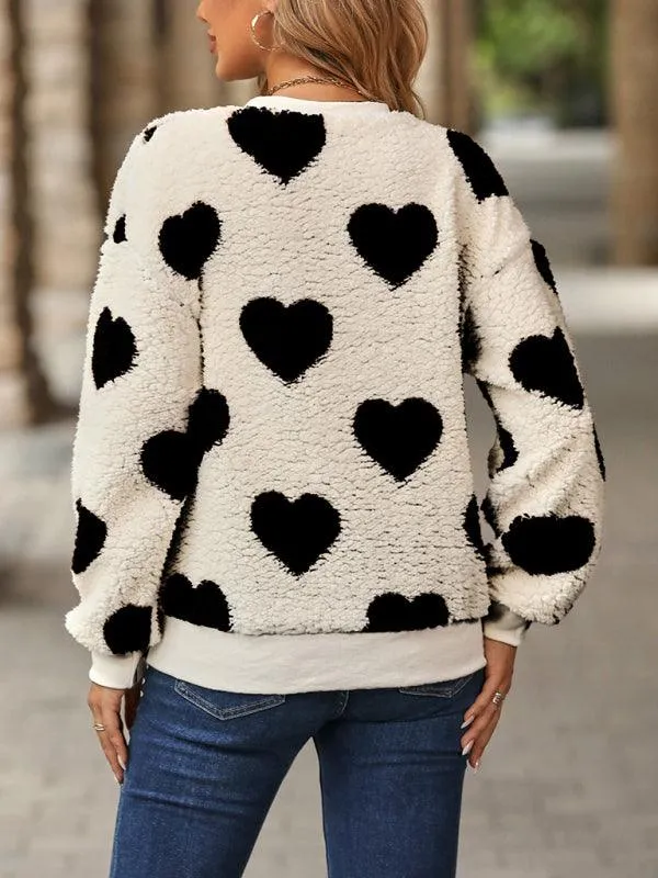 Plush Love Loose Women Sweatshirt